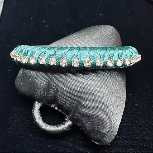 J.Crew - Ribbon Wrapped cubic zirconia studded cuff bracelet, in Green and Gold - Picture 5 of 6